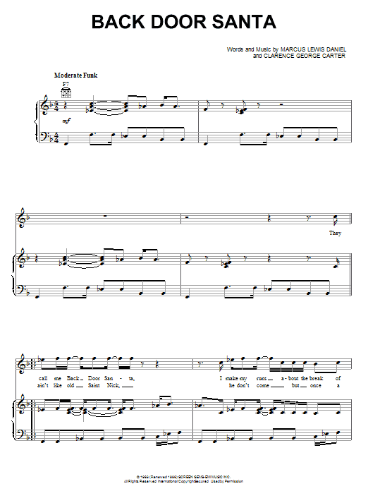 Clarence Carter Back Door Santa sheet music notes and chords. Download Printable PDF.