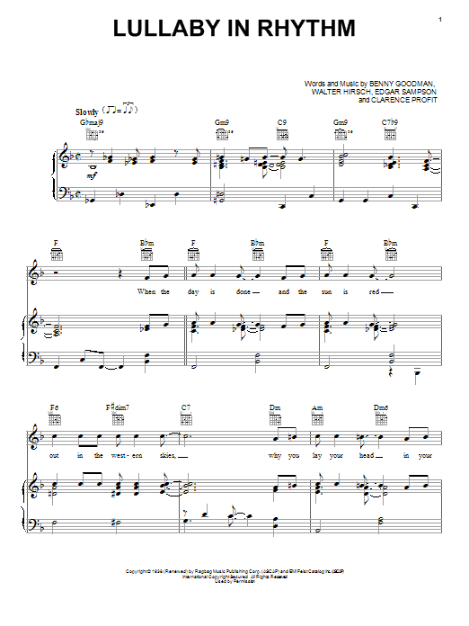 Learn to play Clarence Profit Lullaby In Rhythm sheet music for Piano, Vocal & Guitar Chords (Right-Hand Melody) in minutes. Price: 7.8900$ Clarence Profit Lullaby In Rhythm sheet music notes and chords arranged for Piano, Vocal & Guitar Chords (Right-Hand Melody)