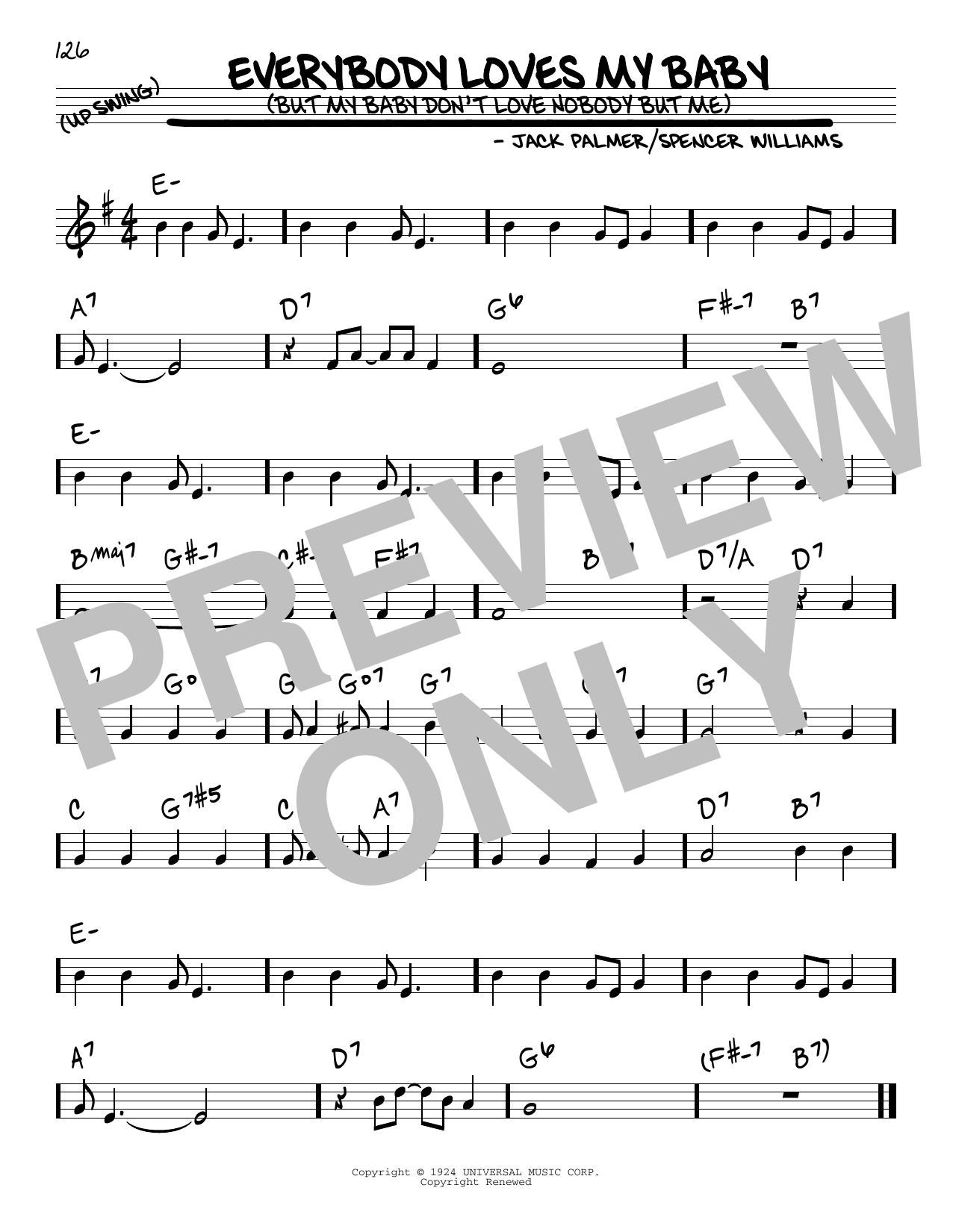 Learn to play Clarence Williams and The Blue Five Everybody Loves My Baby (But My Baby Don't Love Nobody But Me) sheet music for Real Book – Melody & Chords in minutes. Price: 5.9900$ Clarence Williams and The Blue Five Everybody Loves My Baby (But My Baby Don't Love Nobody But Me) sheet music notes and chords arranged for Real Book – Melody & Chords