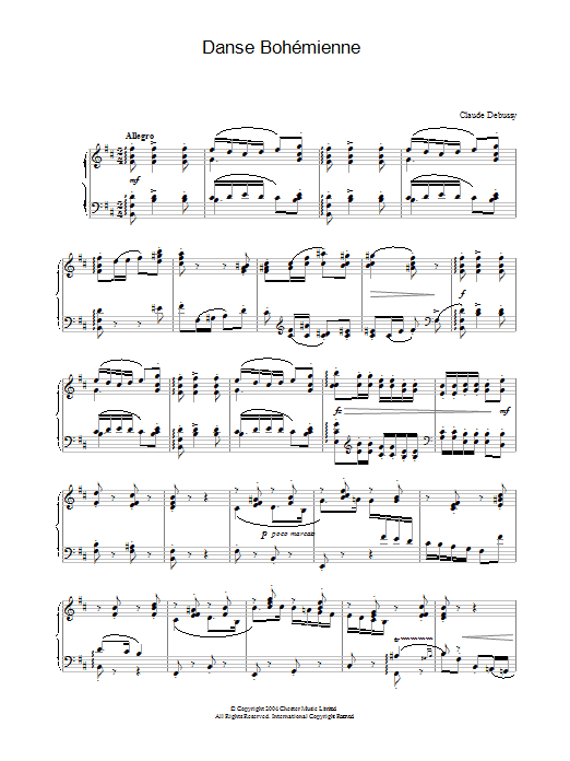 Claude Debussy Danse Bohémienne sheet music notes and chords arranged for Piano Solo