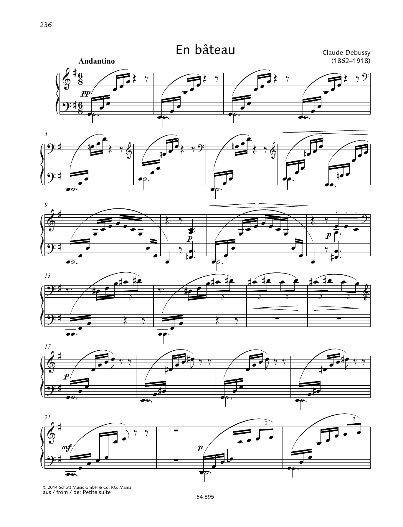 Claude Debussy En Bateau sheet music notes and chords. Download Printable PDF.