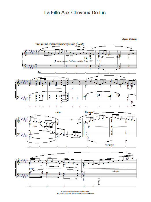 Claude Debussy La Fille Aux Cheveux De Lin sheet music notes and chords. Download Printable PDF.