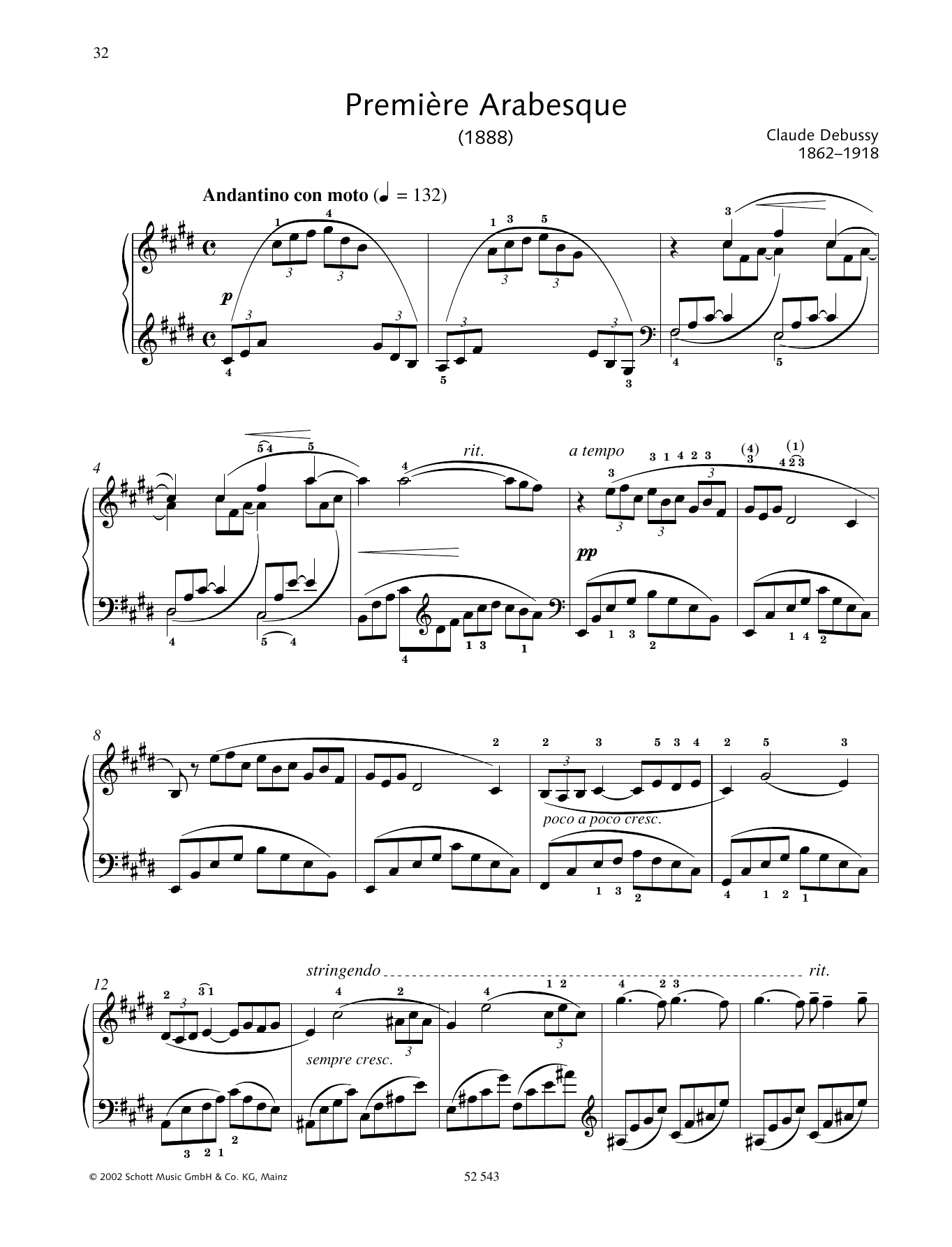 Claude Debussy Première Arabesque sheet music notes and chords. Download Printable PDF.