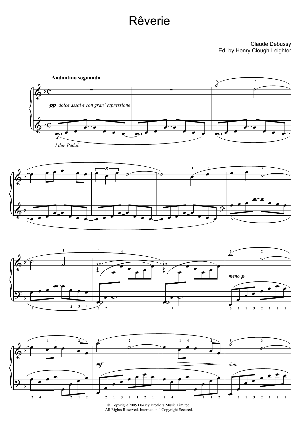 Claude Debussy Reverie sheet music notes and chords. Download Printable PDF.