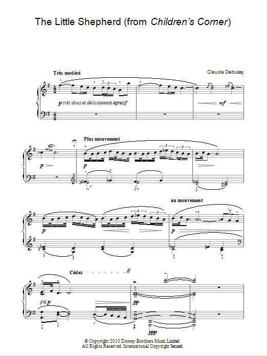 Claude Debussy The Little Shepherd (from Children's Corner) sheet music notes and chords arranged for Easy Piano