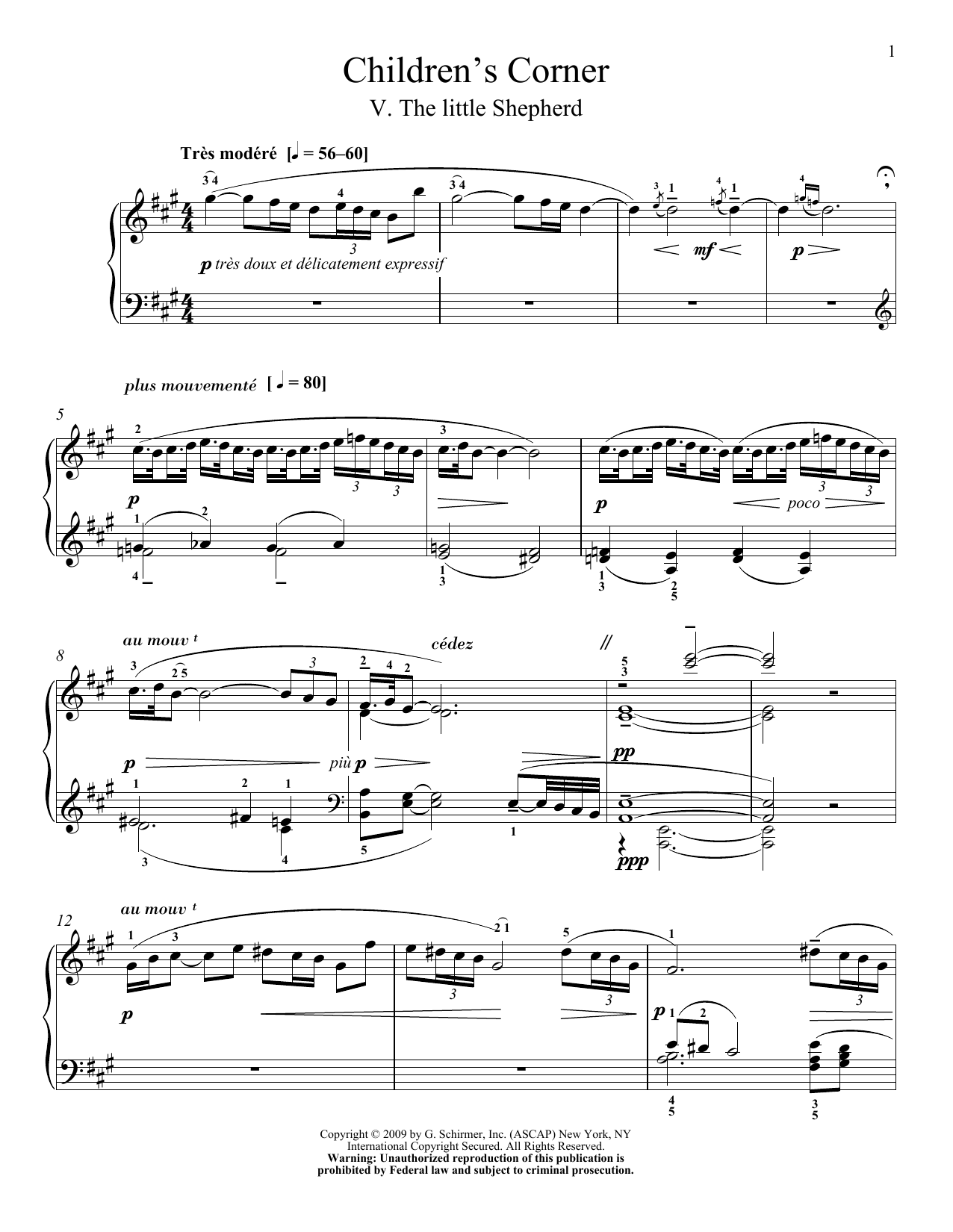 Claude Debussy The Little Shepherd sheet music notes and chords. Download Printable PDF.