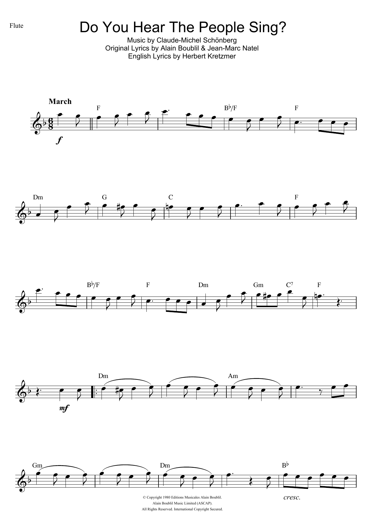 Boublil and Schonberg Do You Hear The People Sing? (from Les Miserables) sheet music notes and chords. Download Printable PDF.