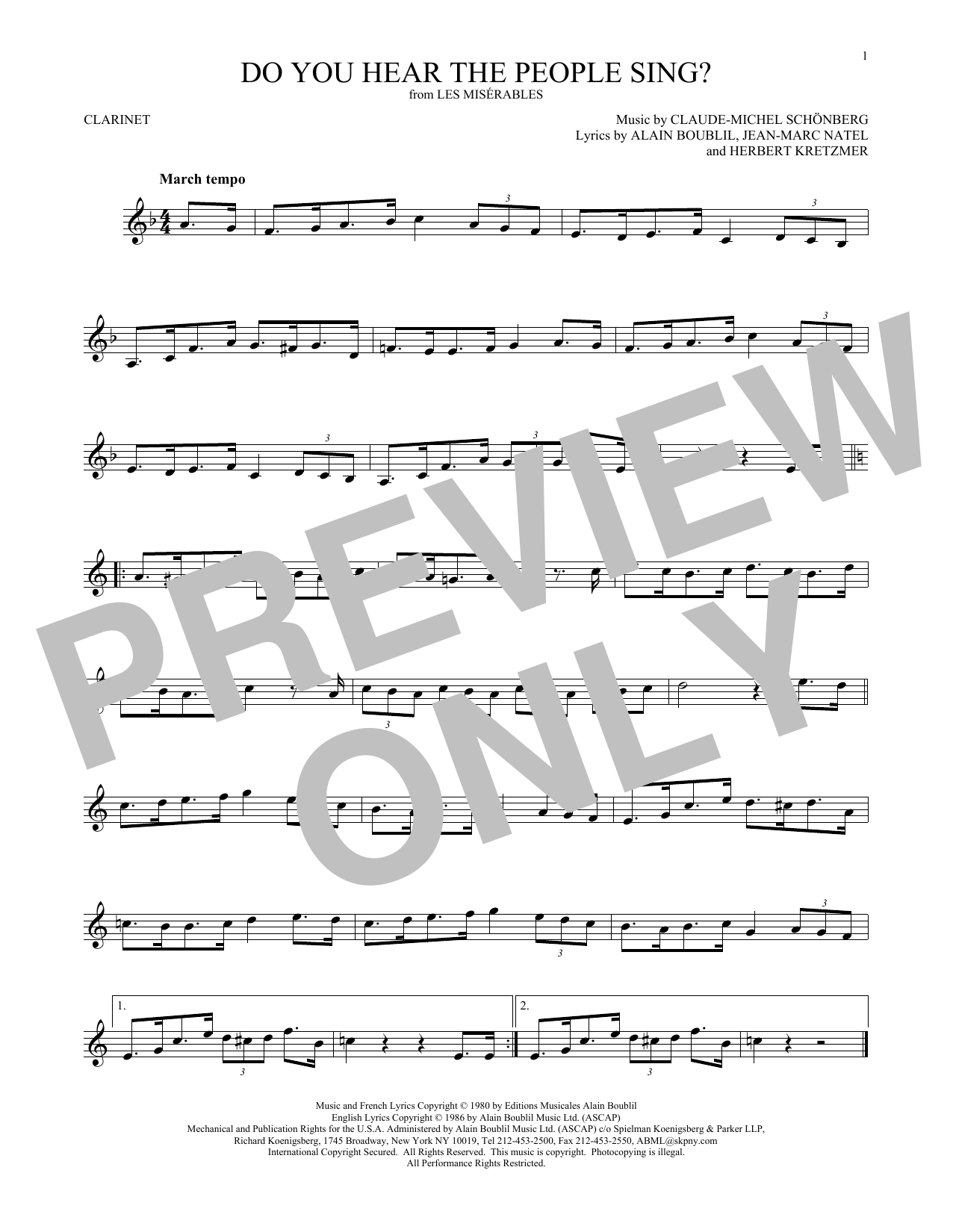 Claude-Michel Schonberg Do You Hear The People Sing? sheet music notes and chords. Download Printable PDF.