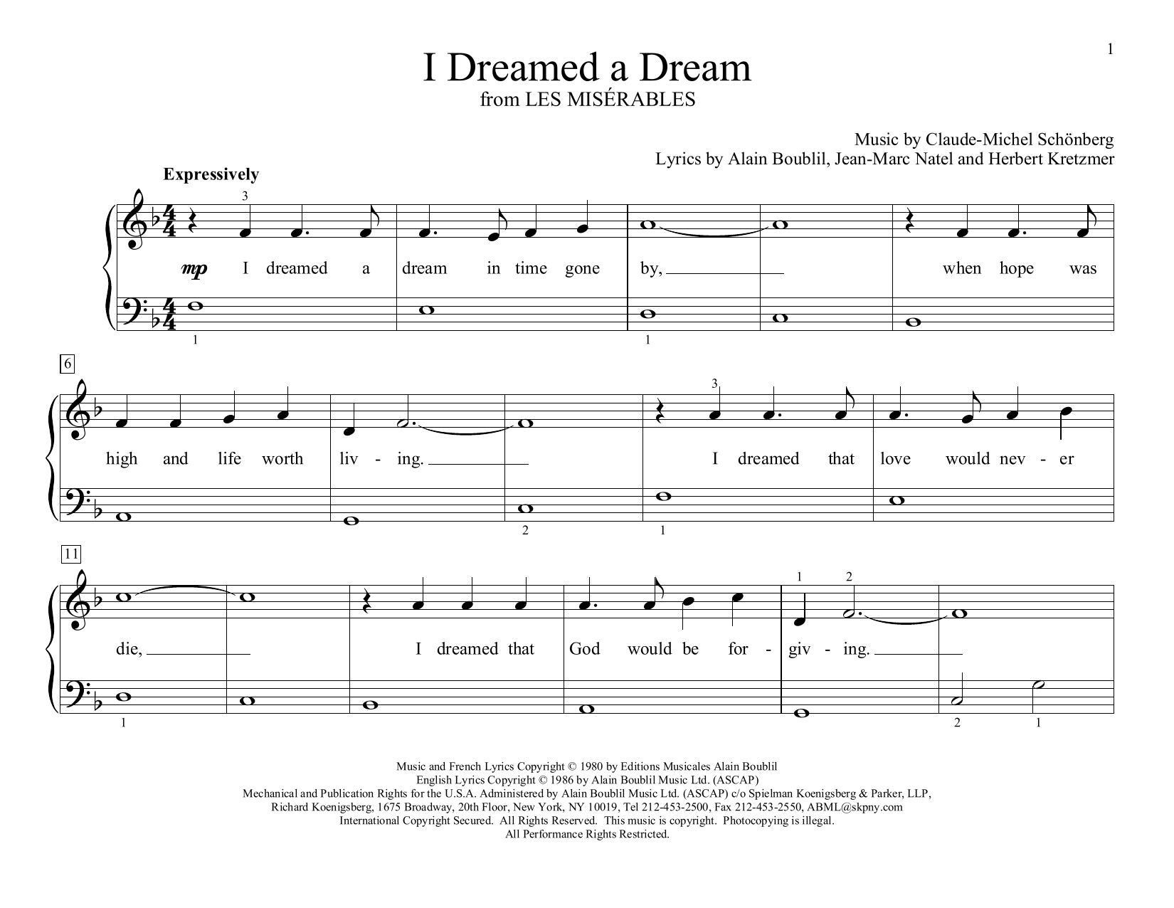 Claude-Michel Schonberg I Dreamed A Dream (from Les Miserables) (arr. Christopher Hussey) sheet music notes and chords. Download Printable PDF.