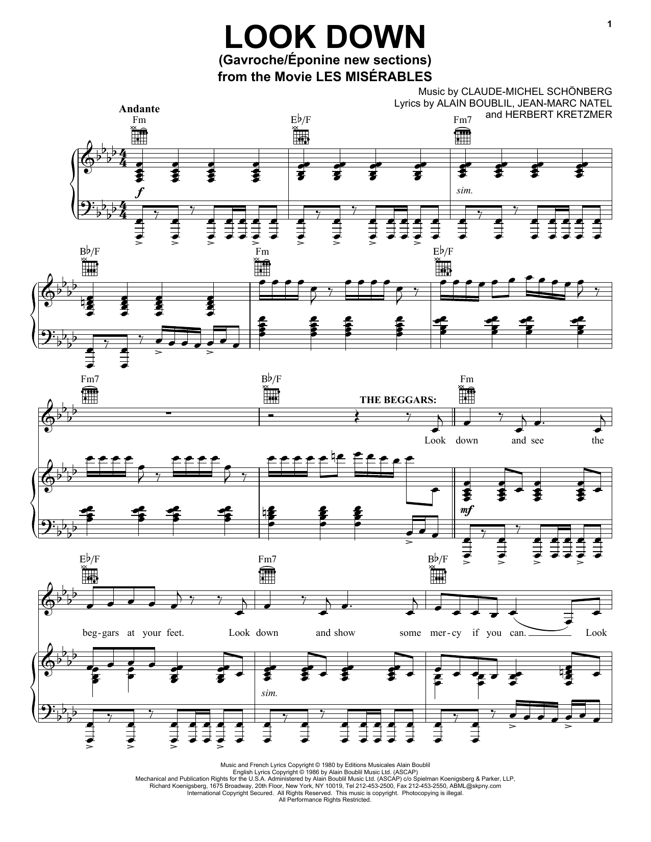 Learn to play Claude-Michel Schonberg Look Down (Gavroche) sheet music for Ukulele in minutes. Price: 5.9900$ Claude-Michel Schonberg Look Down (Gavroche) sheet music notes and chords arranged for Ukulele