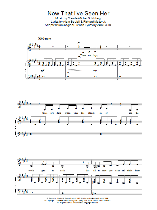 Boublil and Schonberg Now That I've Seen Her (from Miss Saigon) sheet music notes and chords. Download Printable PDF.