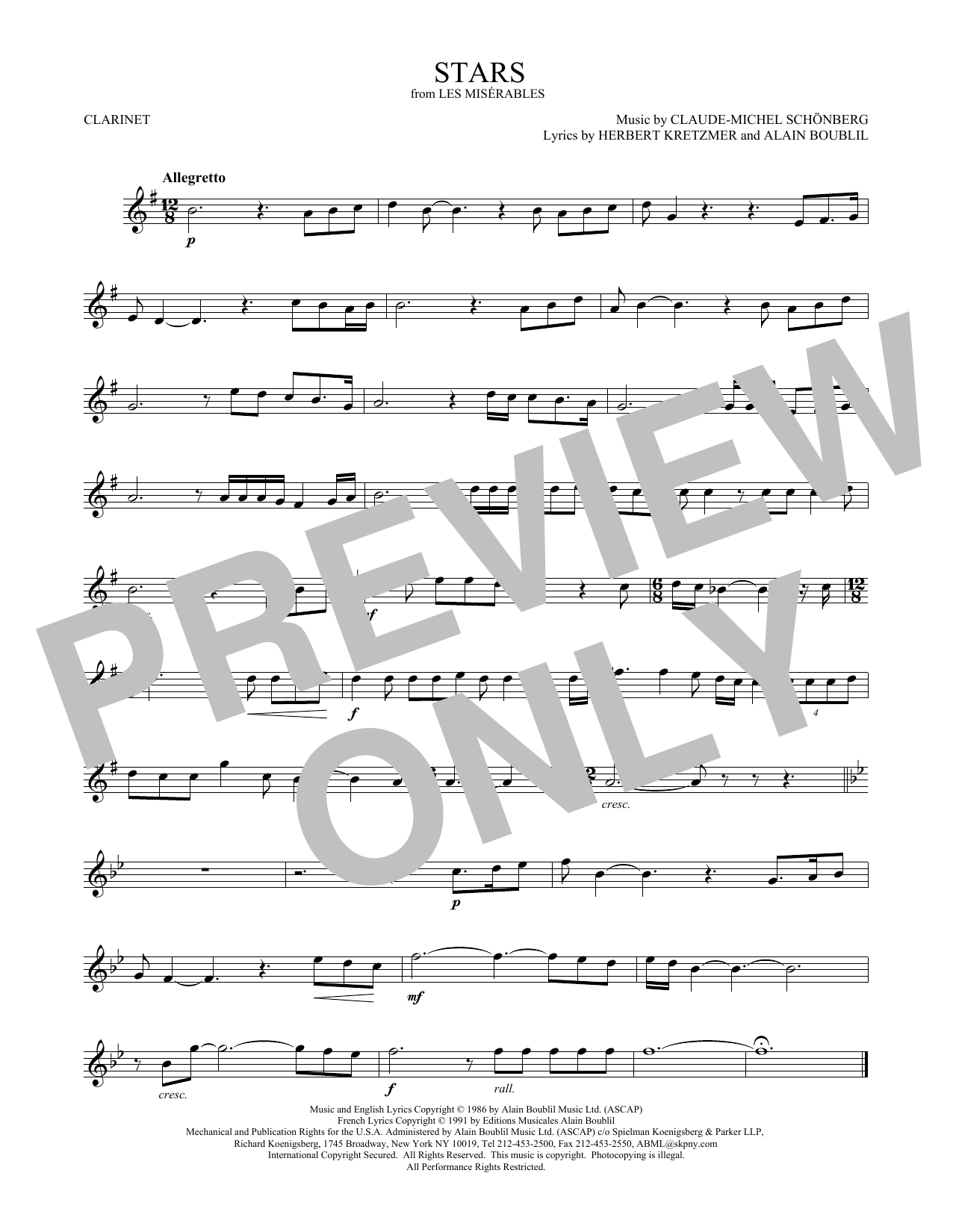 Claude-Michel Schönberg Stars sheet music notes and chords. Download Printable PDF.