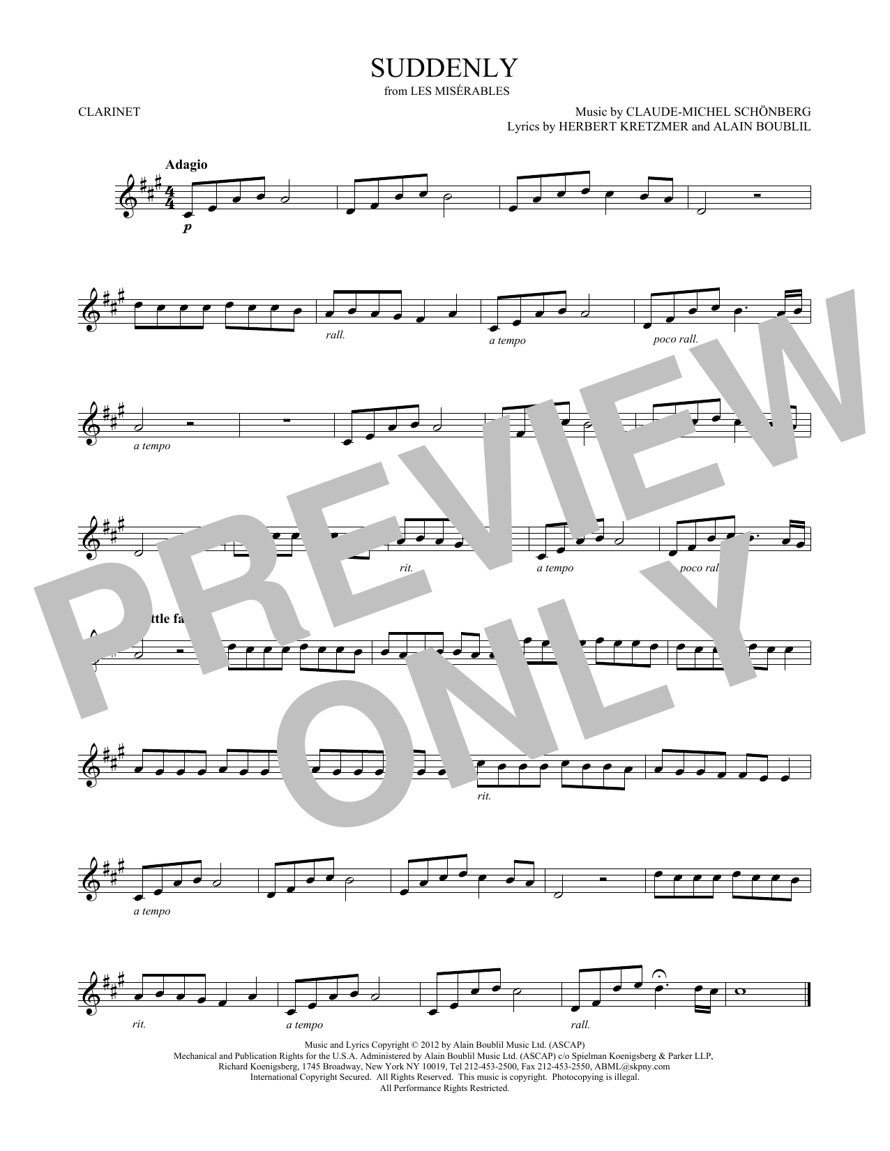 Claude-Michel Schonberg Suddenly sheet music notes and chords. Download Printable PDF.