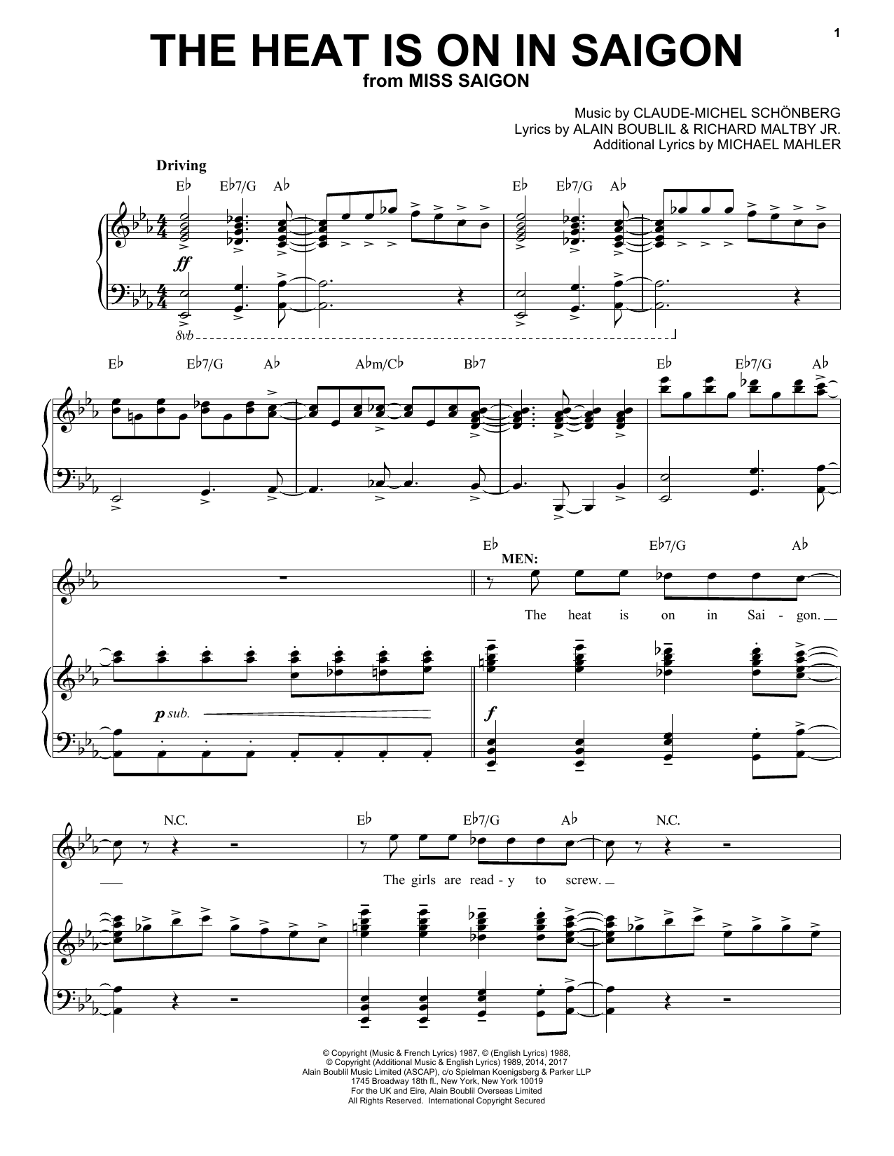 Learn to play Claude-Michel Schonberg The Heat Is On In Saigon sheet music for Piano, Vocal & Guitar Chords (Right-Hand Melody) in minutes. Price: 7.8900$ Claude-Michel Schonberg The Heat Is On In Saigon sheet music notes and chords arranged for Piano, Vocal & Guitar Chords (Right-Hand Melody)
