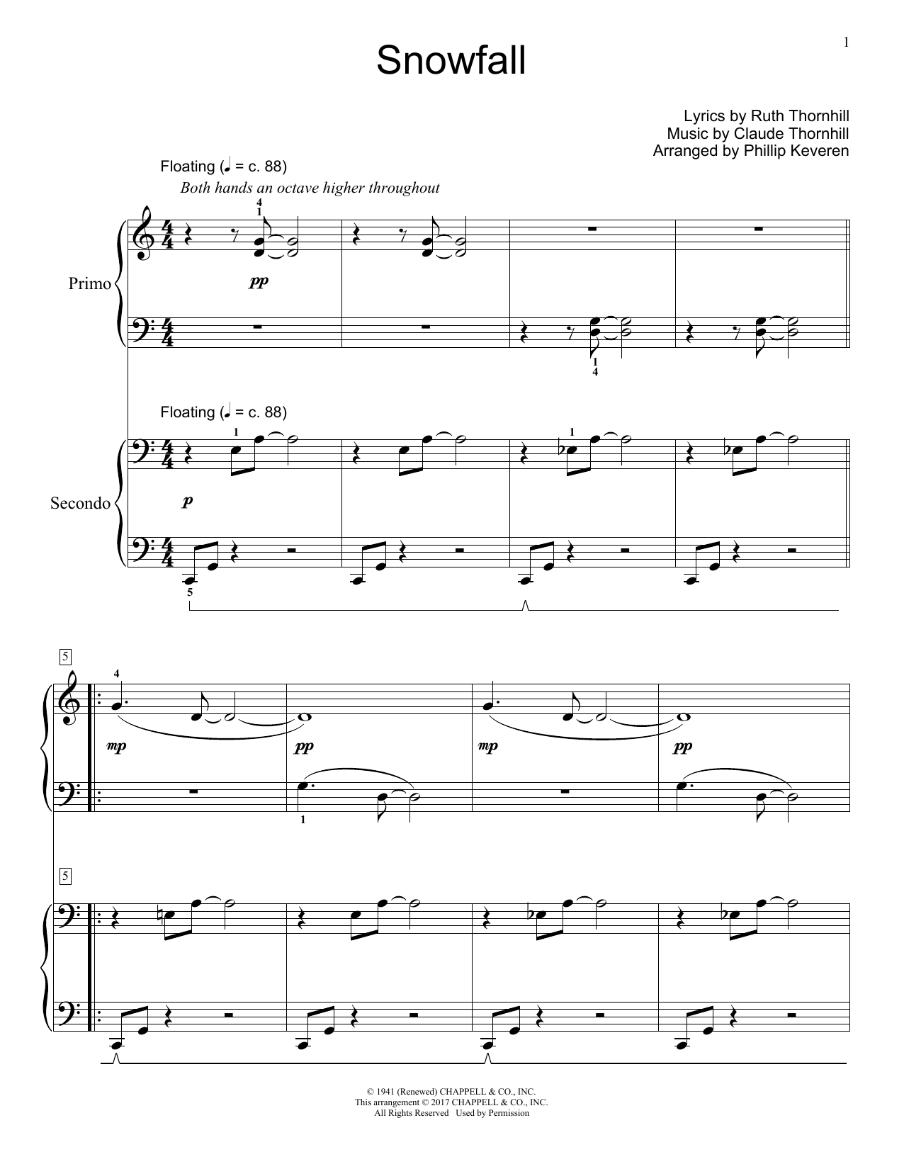 Claude Thornhill Snowfall sheet music notes and chords. Download Printable PDF.