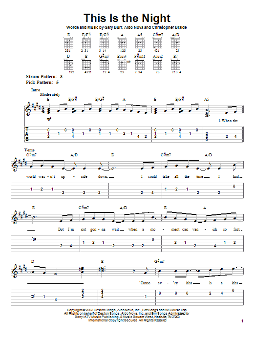 Clay Aiken This Is The Night sheet music notes and chords. Download Printable PDF.