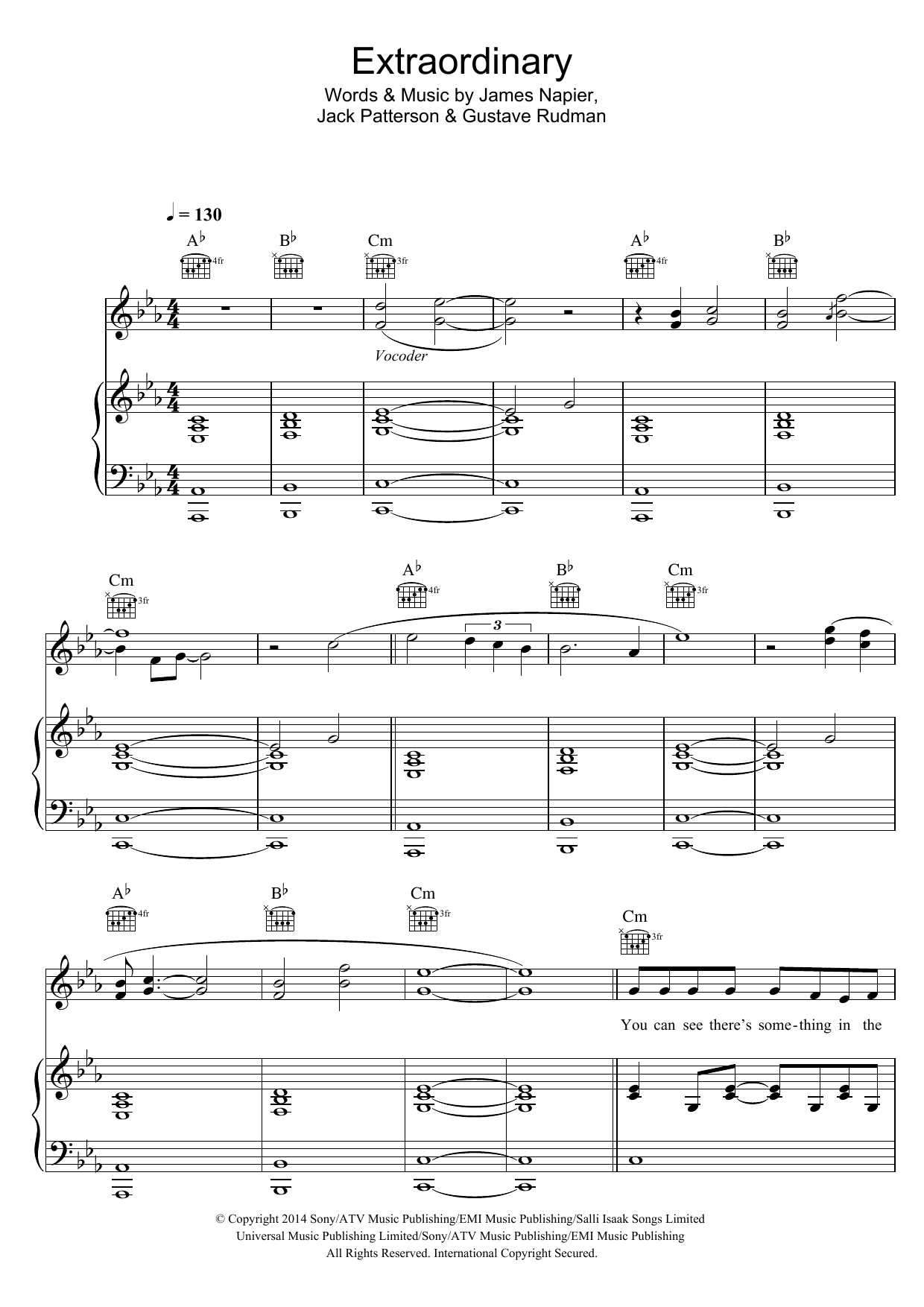 Clean Bandit Extraordinary (feat. Sharna Bass) sheet music notes and chords arranged for Piano, Vocal & Guitar Chords