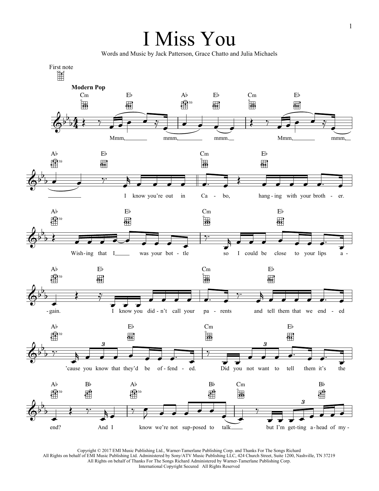 Learn to play Clean Bandit I Miss You (feat. Julia Michaels) sheet music for Ukulele in minutes. Price: 5.9900$ Clean Bandit I Miss You (feat. Julia Michaels) sheet music notes and chords arranged for Ukulele