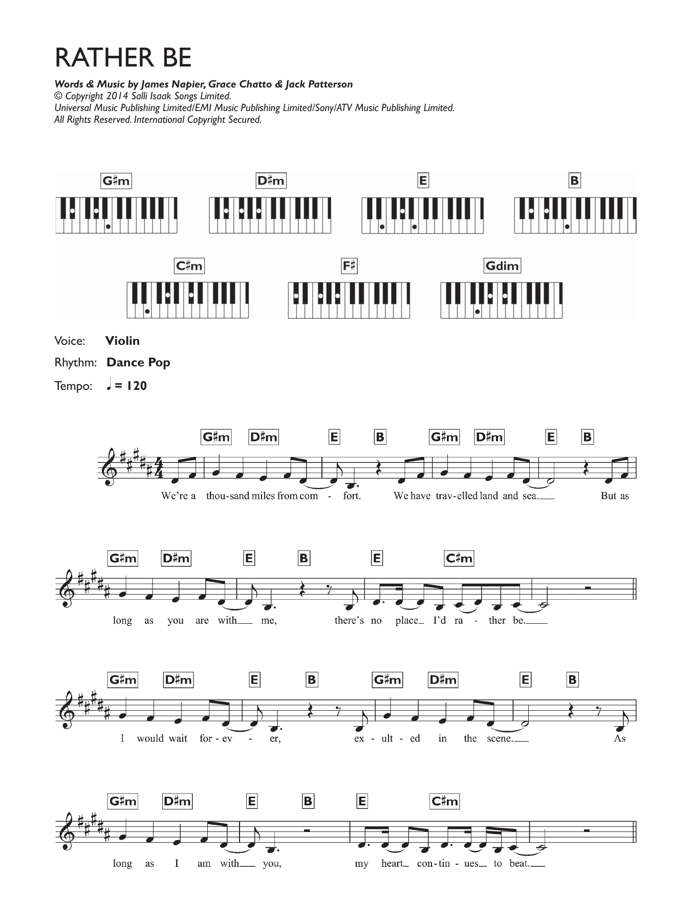 Learn to play Clean Bandit Rather Be (featuring Jess Glynne) sheet music for Piano Chords/Lyrics in minutes. Price: 4.4900$ Clean Bandit Rather Be (featuring Jess Glynne) sheet music notes and chords arranged for Piano Chords/Lyrics