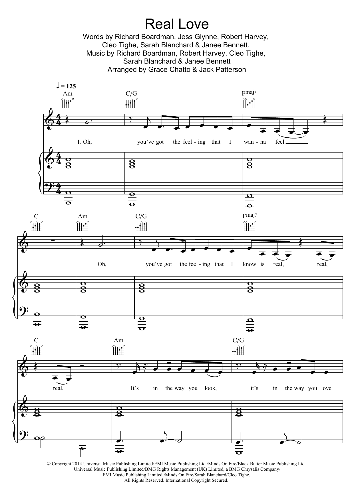 Learn to play Clean Bandit Real Love (feat. Jess Glynne) sheet music for Piano, Vocal & Guitar Chords in minutes. Price: 7.8900$ Clean Bandit Real Love (feat. Jess Glynne) sheet music notes and chords arranged for Piano, Vocal & Guitar Chords