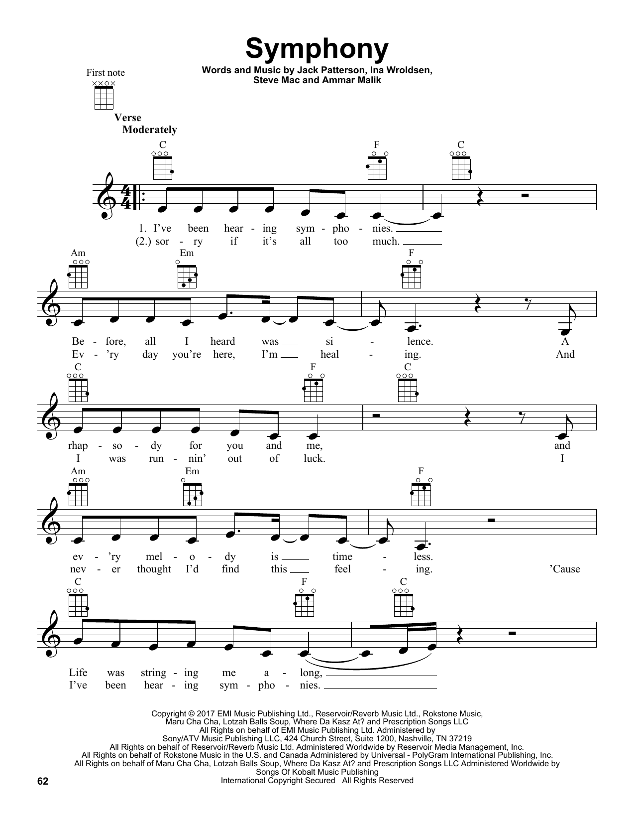 Clean Bandit Symphony (feat. Zara Larsson) sheet music notes and chords. Download Printable PDF.