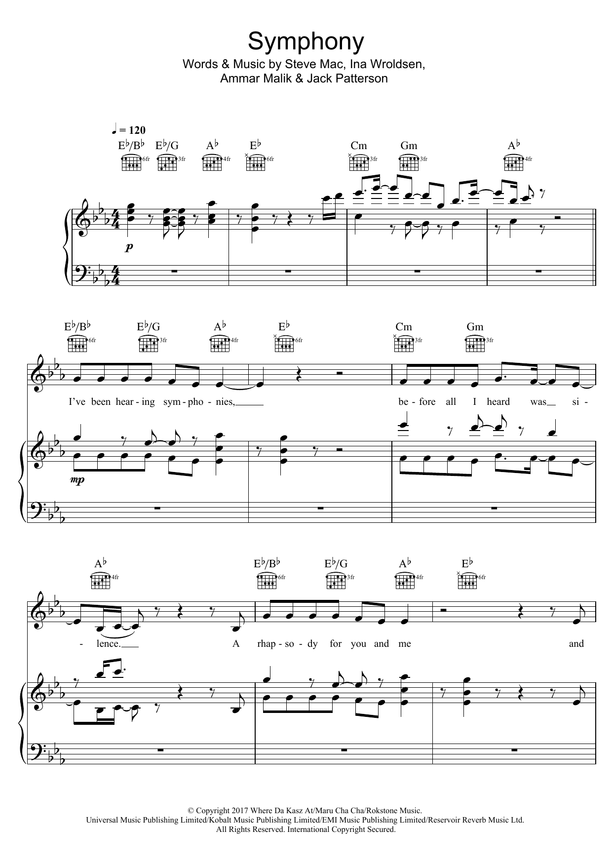 Clean Bandit Symphony (feat. Zara Larsson) sheet music notes and chords. Download Printable PDF.