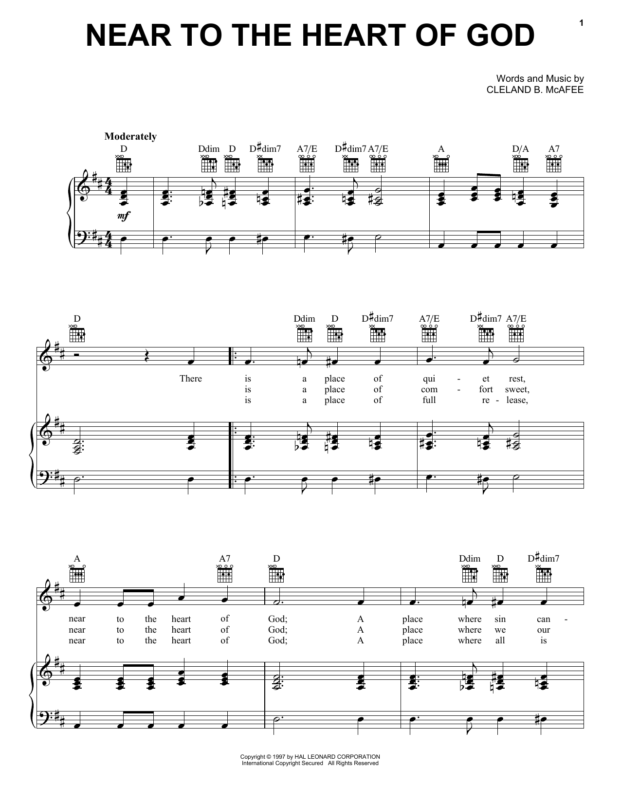 Cleland B. McAfee Near To The Heart Of God sheet music notes and chords. Download Printable PDF.