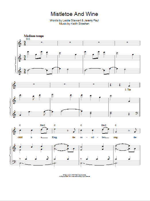 Cliff Richard Mistletoe And Wine sheet music notes and chords arranged for 5-Finger Piano