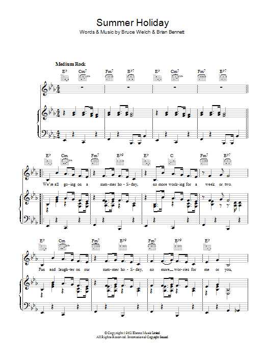 Cliff Richard Summer Holiday sheet music notes and chords. Download Printable PDF.