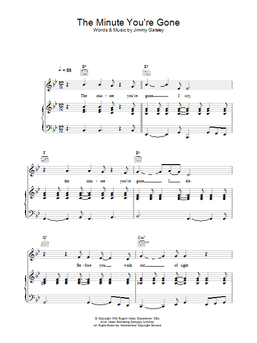 Cliff Richard The Minute You're Gone sheet music notes and chords. Download Printable PDF.