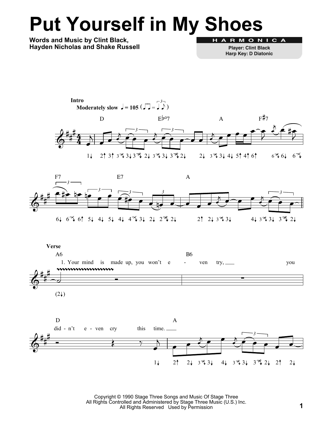 Clint Black Put Yourself In My Shoes sheet music notes and chords. Download Printable PDF.