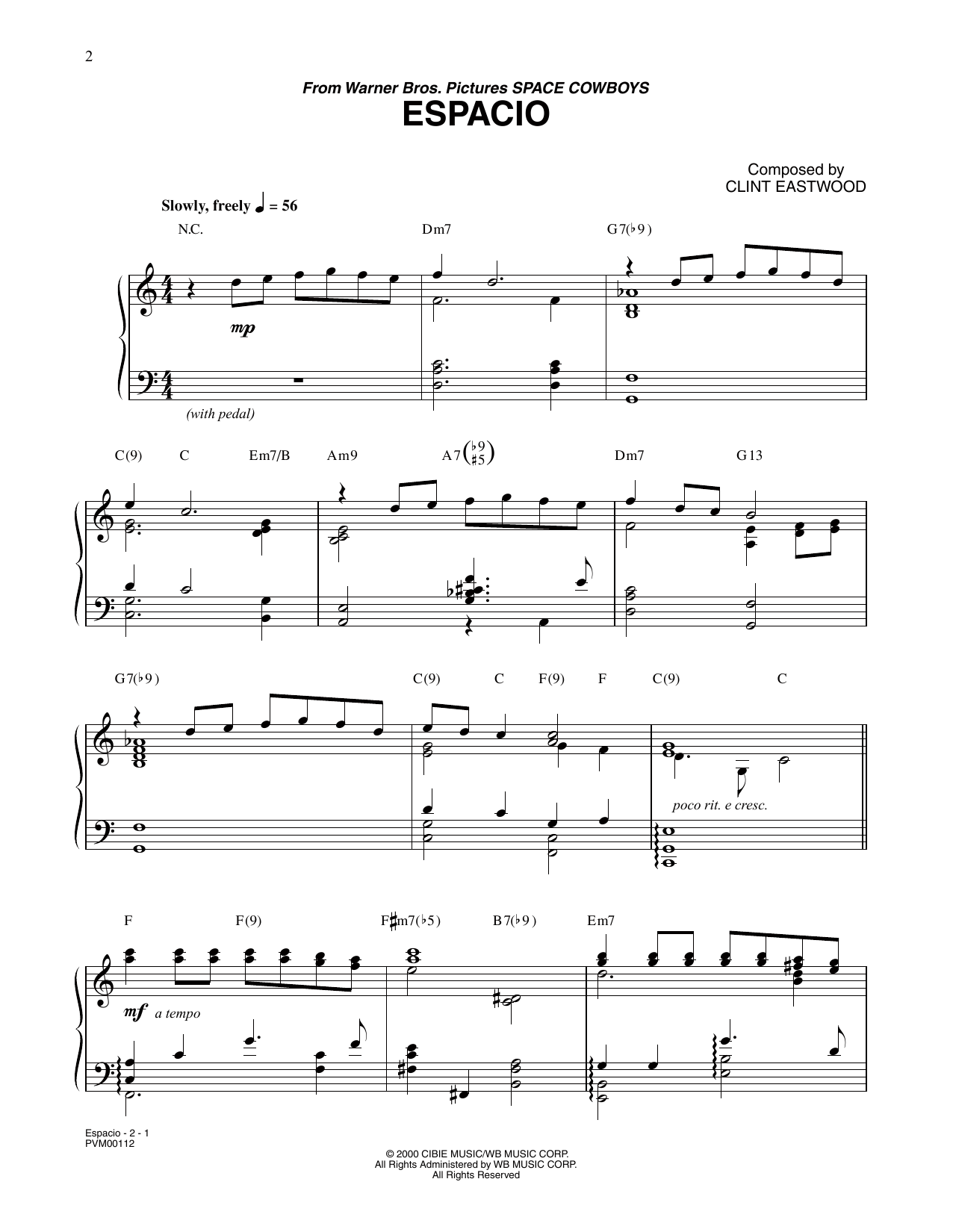 Learn to play Clint Eastwood Espacio (from Space Cowboys) sheet music for Piano Solo in minutes. Price: 7.8900$ Clint Eastwood Espacio (from Space Cowboys) sheet music notes and chords arranged for Piano Solo