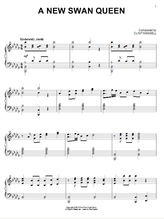 Clint Mansell A New Swan Queen (from Black Swan) sheet music notes and chords arranged for Piano Solo