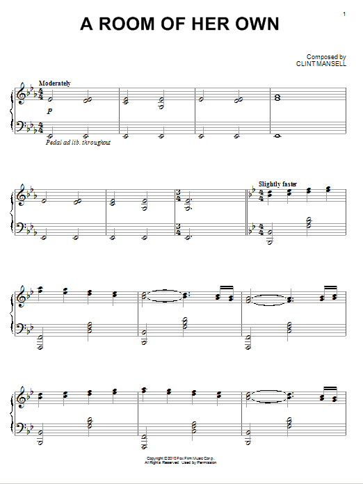 Learn to play Clint Mansell A Room Of Her Own (from Black Swan) sheet music for Piano Solo in minutes. Price: 7.8900$ Clint Mansell A Room Of Her Own (from Black Swan) sheet music notes and chords arranged for Piano Solo