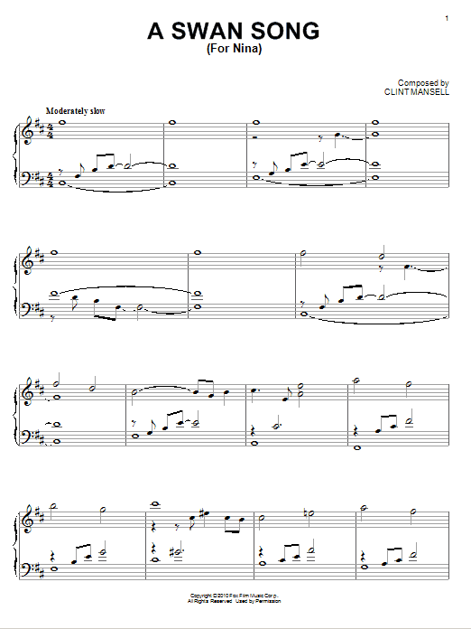 Learn to play Clint Mansell A Swan Song (For Nina) (from Black Swan) sheet music for Piano Solo in minutes. Price: 7.8900$ Clint Mansell A Swan Song (For Nina) (from Black Swan) sheet music notes and chords arranged for Piano Solo