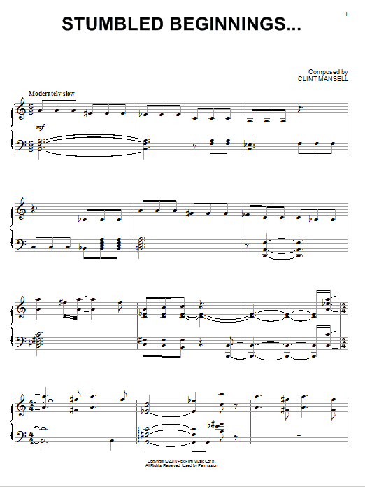 Learn to play Clint Mansell Stumbled Beginnings... (from Black Swan) sheet music for Piano Solo in minutes. Price: 7.8900$ Clint Mansell Stumbled Beginnings... (from Black Swan) sheet music notes and chords arranged for Piano Solo