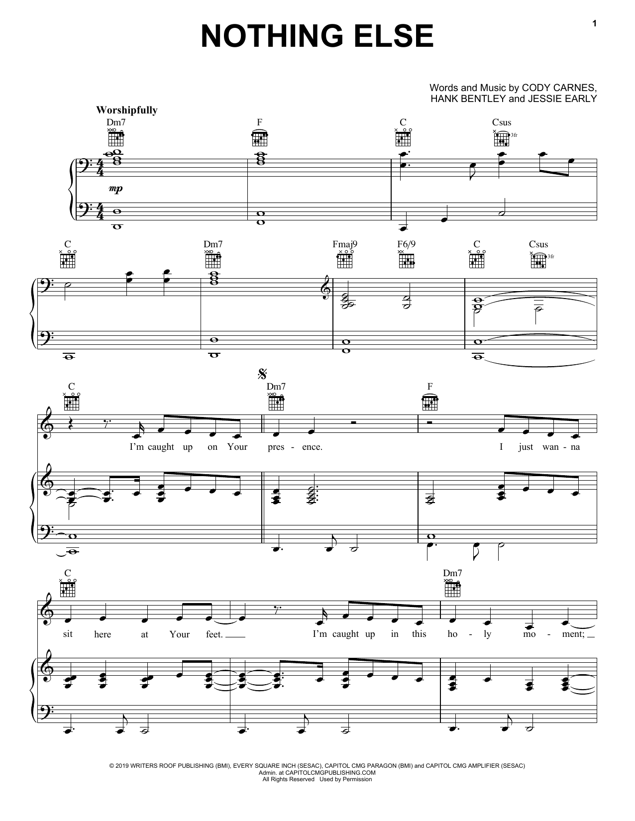 Cody Carnes Nothing Else sheet music notes and chords. Download Printable PDF.