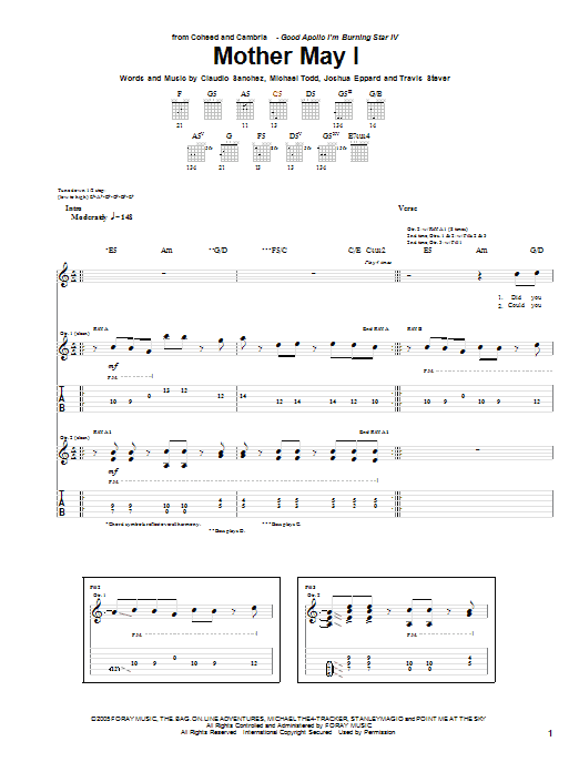 Learn to play Coheed And Cambria Mother May I sheet music for Guitar Tab in minutes. Price: 7.8900$ Coheed And Cambria Mother May I sheet music notes and chords arranged for Guitar Tab