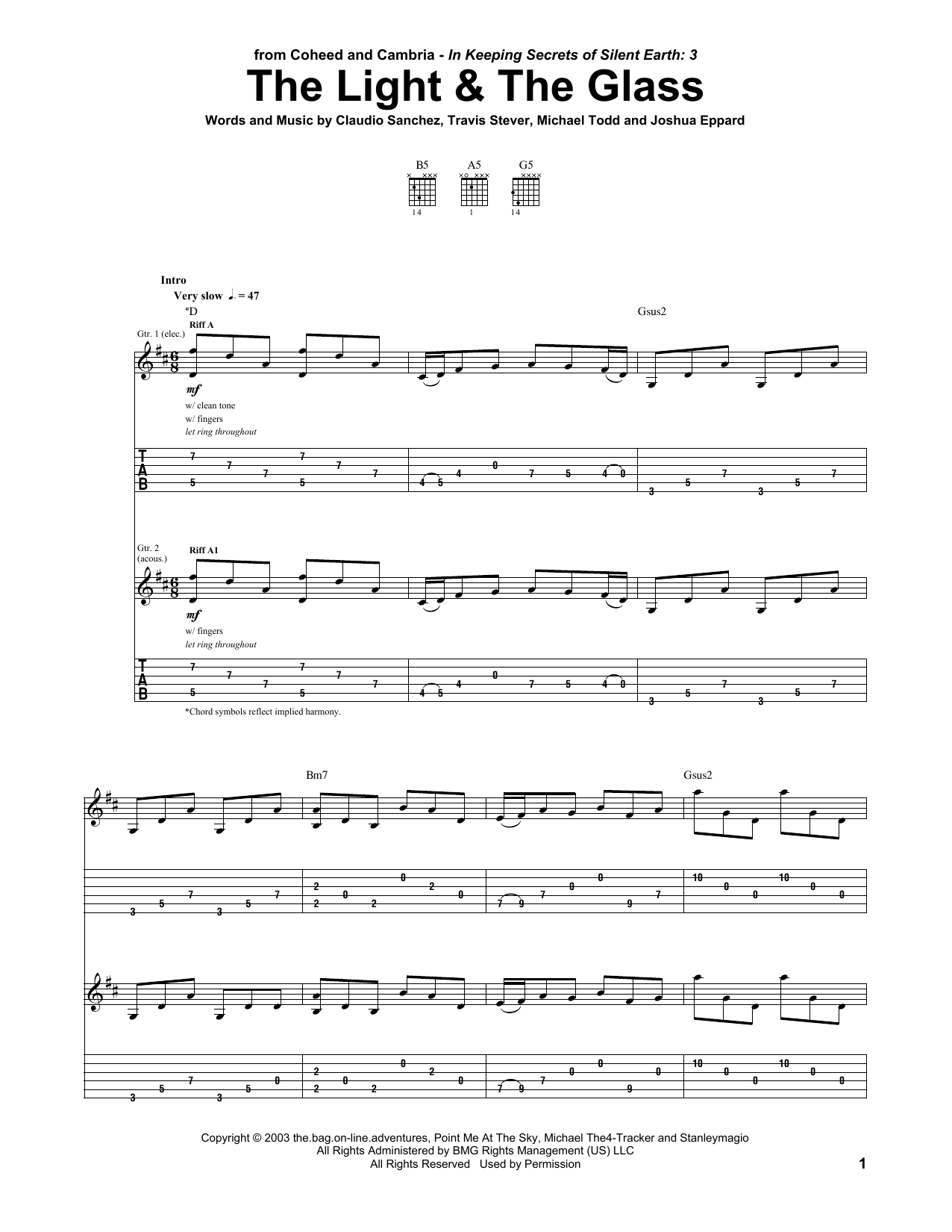 Learn to play Coheed And Cambria The Light & The Glass sheet music for Guitar Tab in minutes. Price: 7.8900$ Coheed And Cambria The Light & The Glass sheet music notes and chords arranged for Guitar Tab