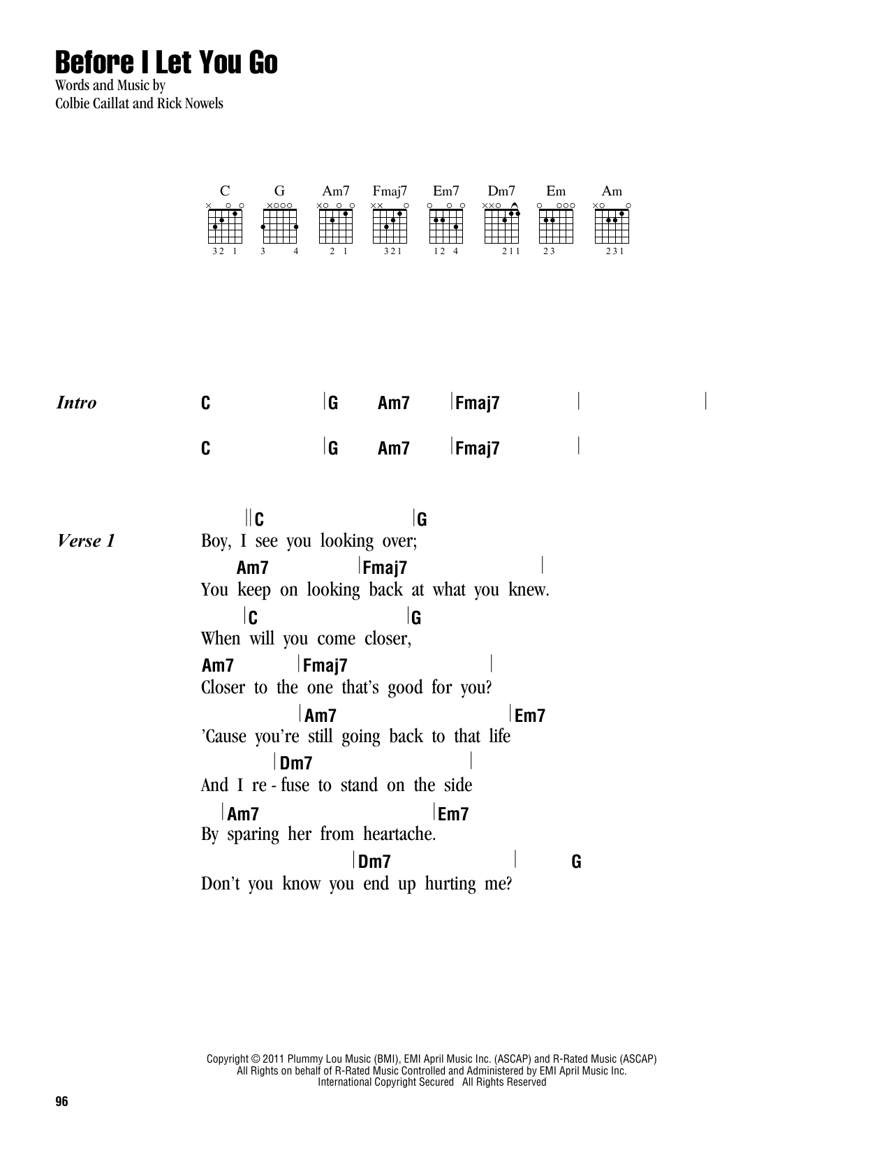 Colbie Caillat Before I Let You Go sheet music notes and chords. Download Printable PDF.