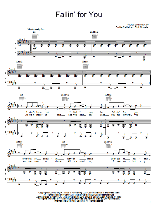 Colbie Caillat Fallin' For You sheet music notes and chords. Download Printable PDF.