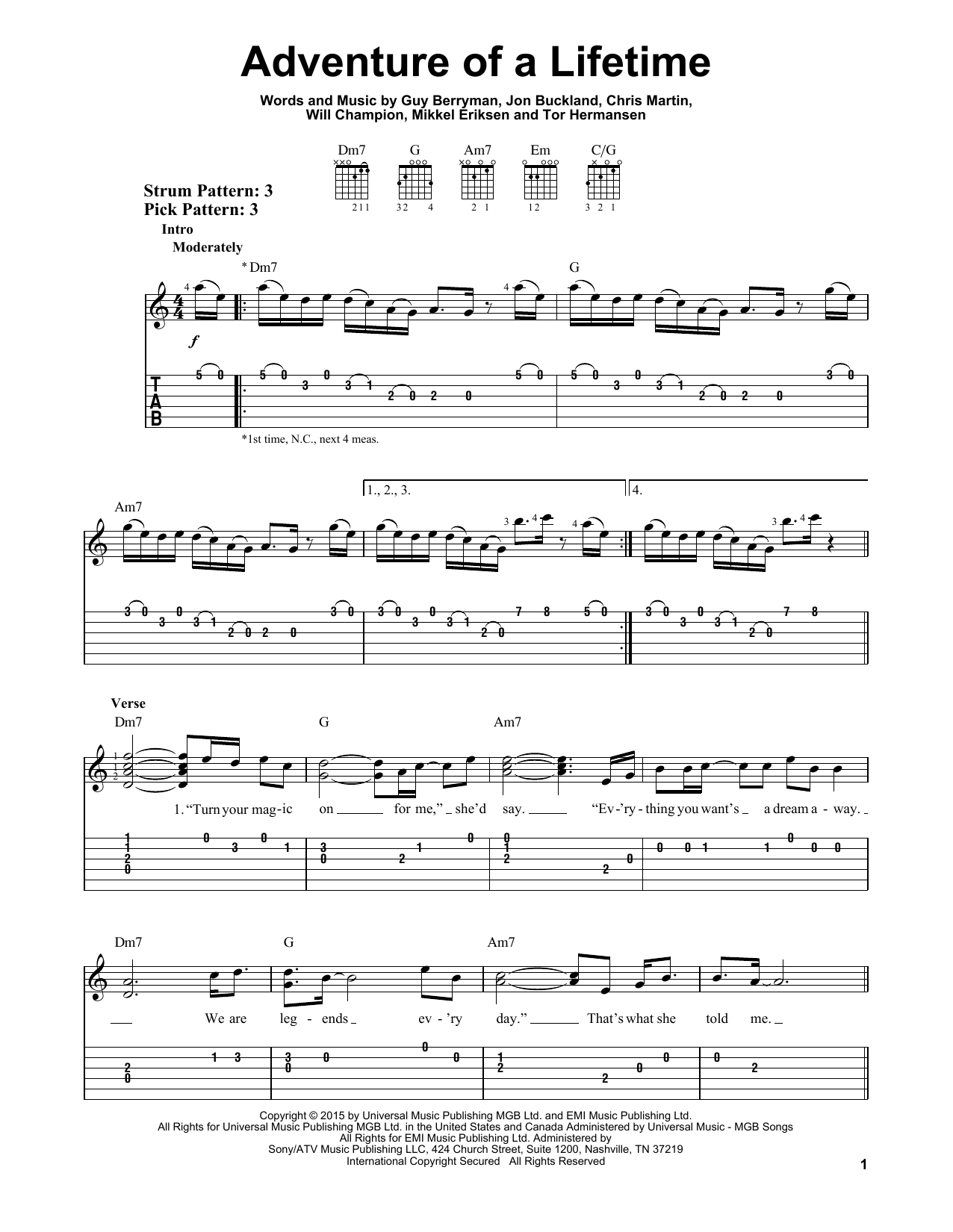 Coldplay Adventure Of A Lifetime sheet music notes and chords. Download Printable PDF.