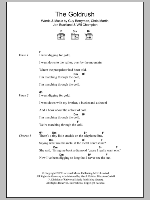 Coldplay The Goldrush sheet music notes and chords. Download Printable PDF.