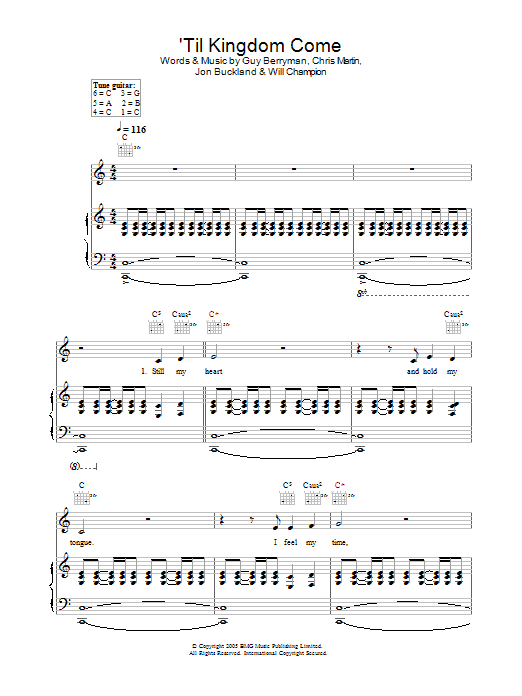 Coldplay 'Til Kingdom Come sheet music notes and chords. Download Printable PDF.