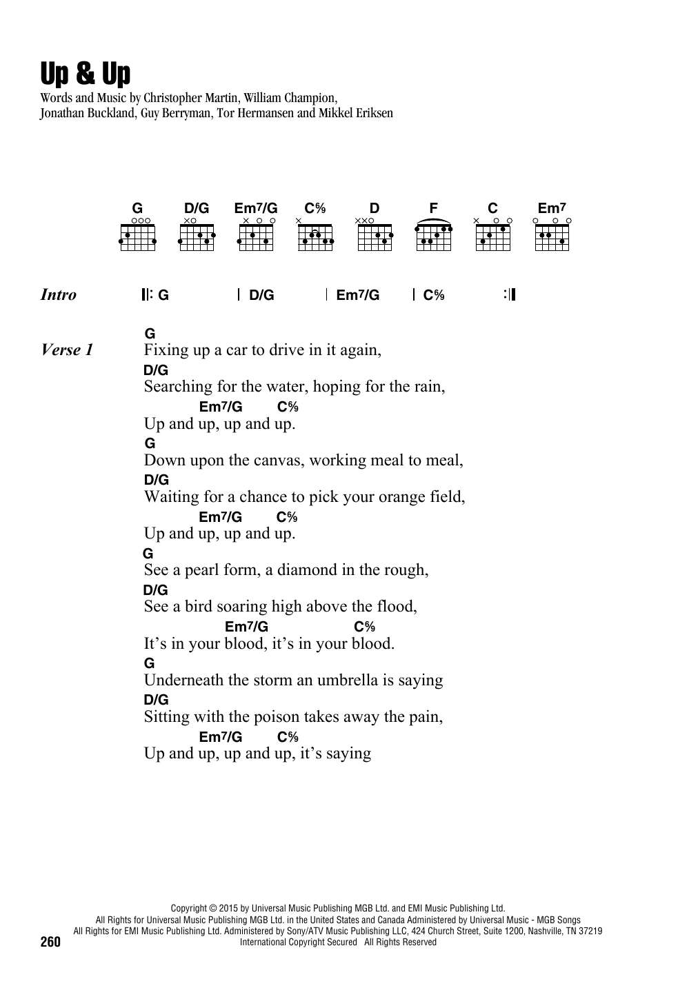 Coldplay Up & Up sheet music notes and chords. Download Printable PDF.