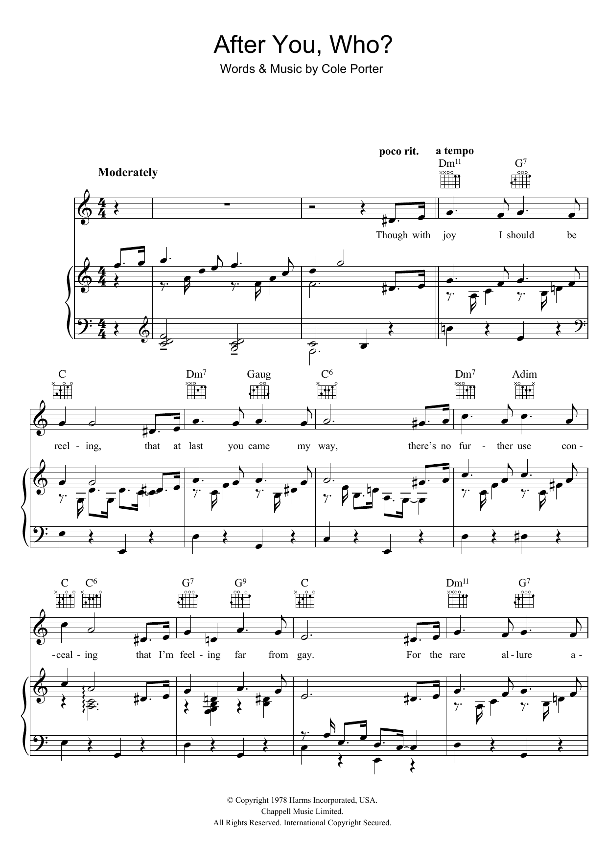 Cole Porter After You, Who? sheet music notes and chords. Download Printable PDF.