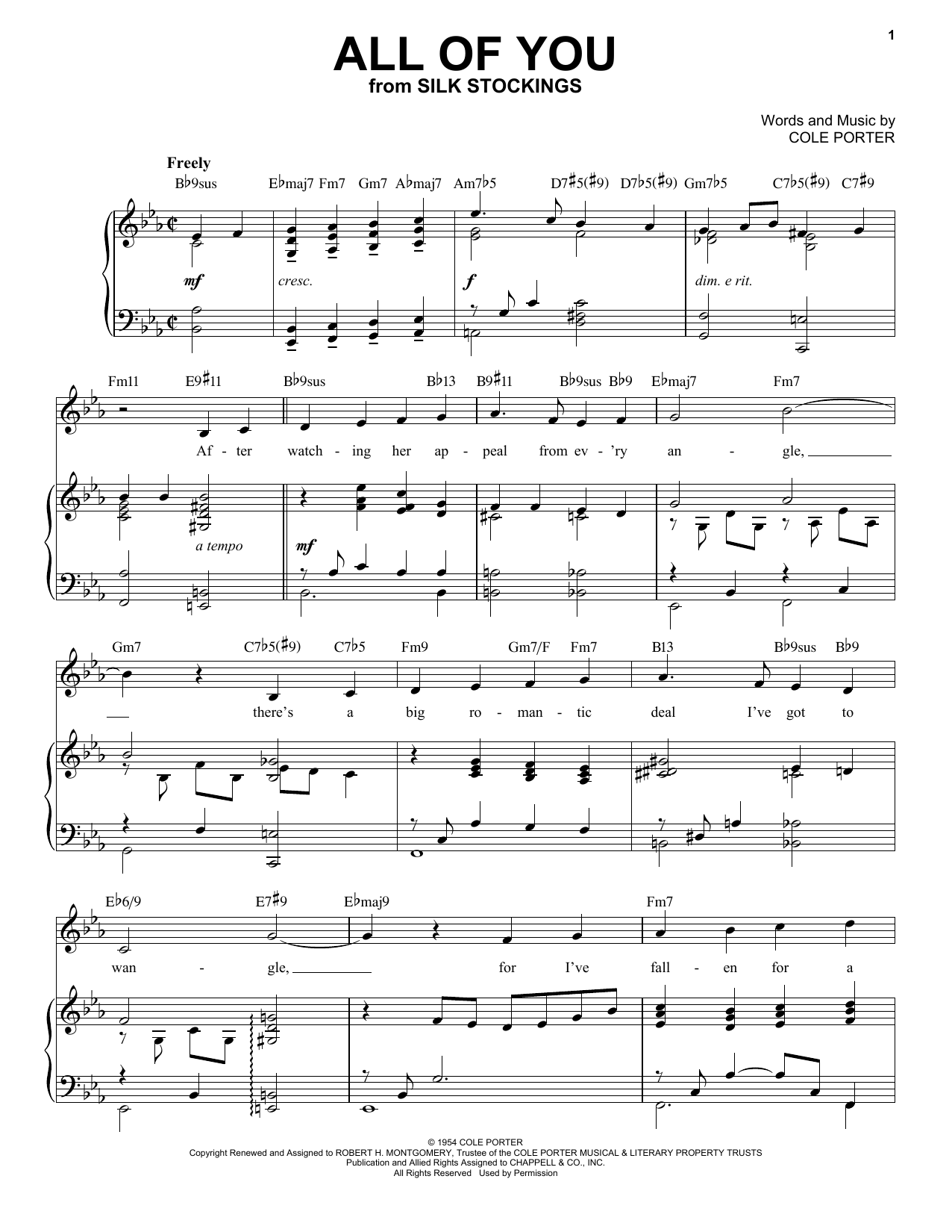 Cole Porter All Of You [Jazz version] (from Silk Stockings) (arr. Brent Edstrom) sheet music notes and chords. Download Printable PDF.