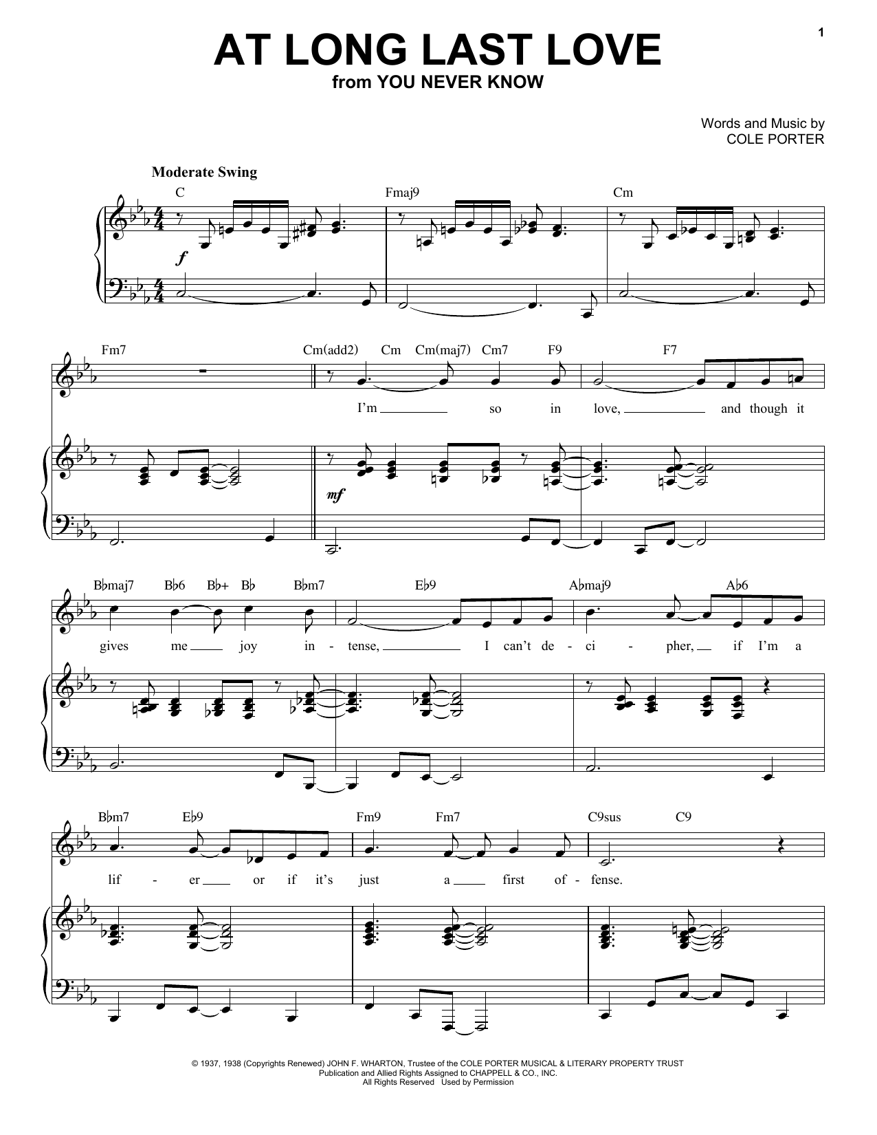 Cole Porter At Long Last Love [Jazz version] (from You Never Know) (arr. Brent Edstrom) sheet music notes and chords arranged for Piano & Vocal