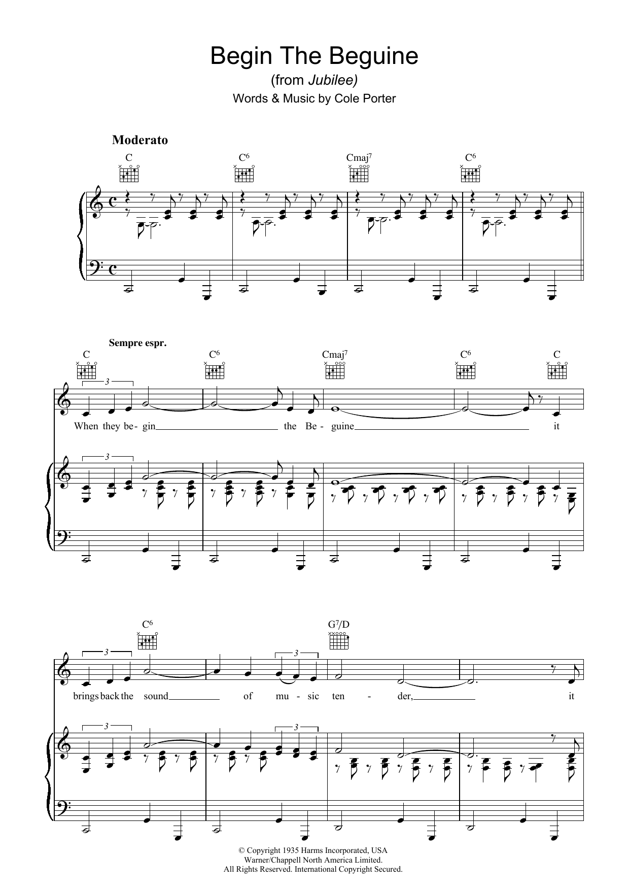 Cole Porter Begin The Beguine sheet music notes and chords. Download Printable PDF.