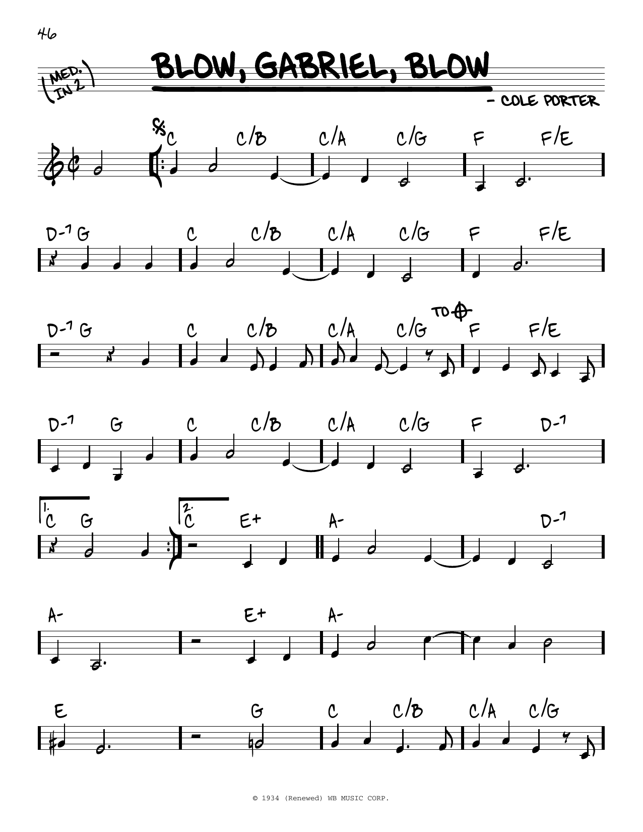 Cole Porter Blow, Gabriel, Blow sheet music notes and chords. Download Printable PDF.